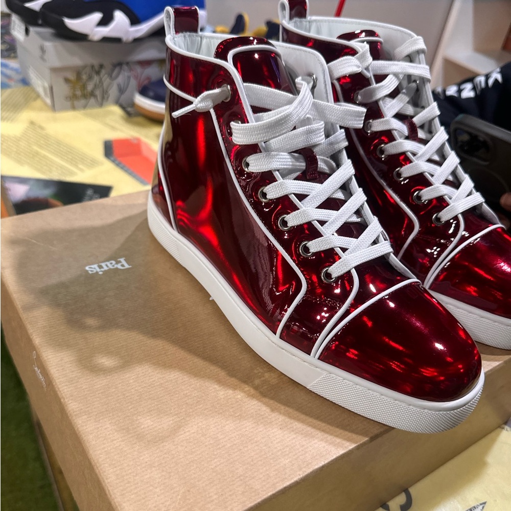 Men’s Christian Louboutin Louis Orlato Patent Psychic Designer Sneaker, Size:8.5 - Picture 3 of 6